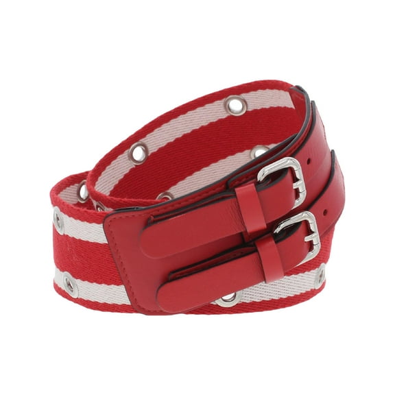 Red Valentino Womens Leather Trim Woven Casual Belt