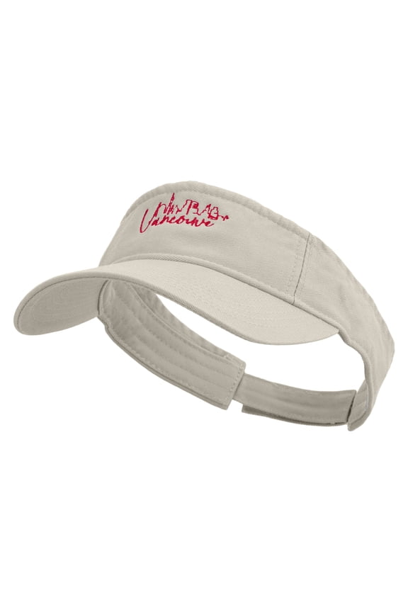 Red Vancouver Skyline Embroidered Pro Style Cotton Twill Washed Visor - Stone OSFM