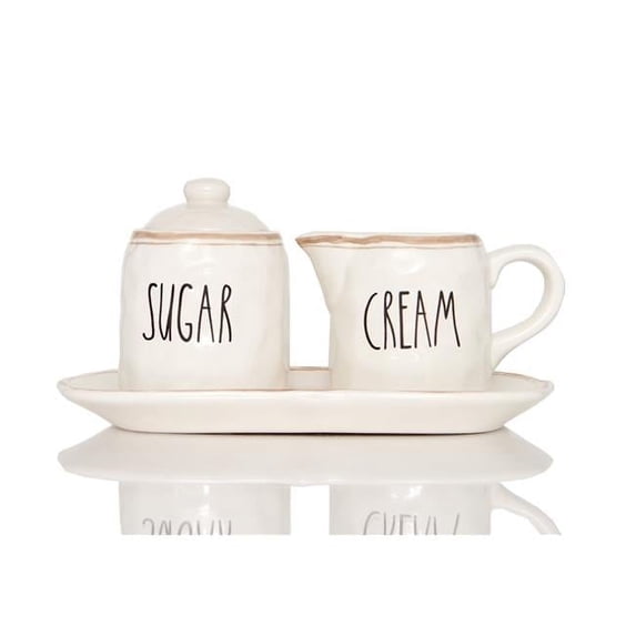 Red Vanilla Countryside Sugar and Cream Set on Tray