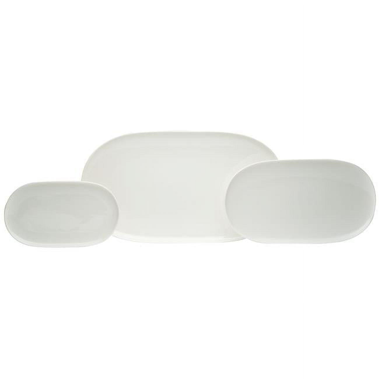 White Ceramic Oval 3-Piece Platter Set