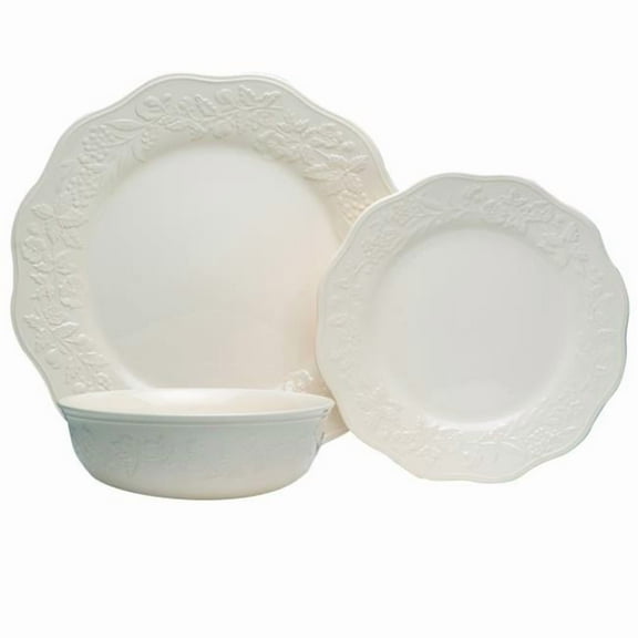 Red Vanilla EX900-018 Country Villa Dinner Set, Creamy White - 18 Piece