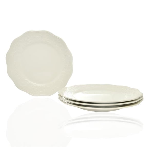 Red Vanilla EX900-401 11.5 in. Country Villa Dinner Plates, Ivory - Set of 4