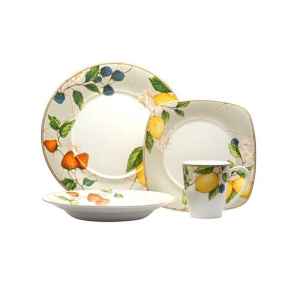 Red Vanilla FP005-016 Fruit Salad 16 Piece Dinnerware Set with Square Salad