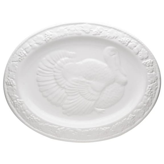 Red Vanilla HJ168-018 17.75 x 13.75 in. Classic Vanilla Oval Turkey Platter, White