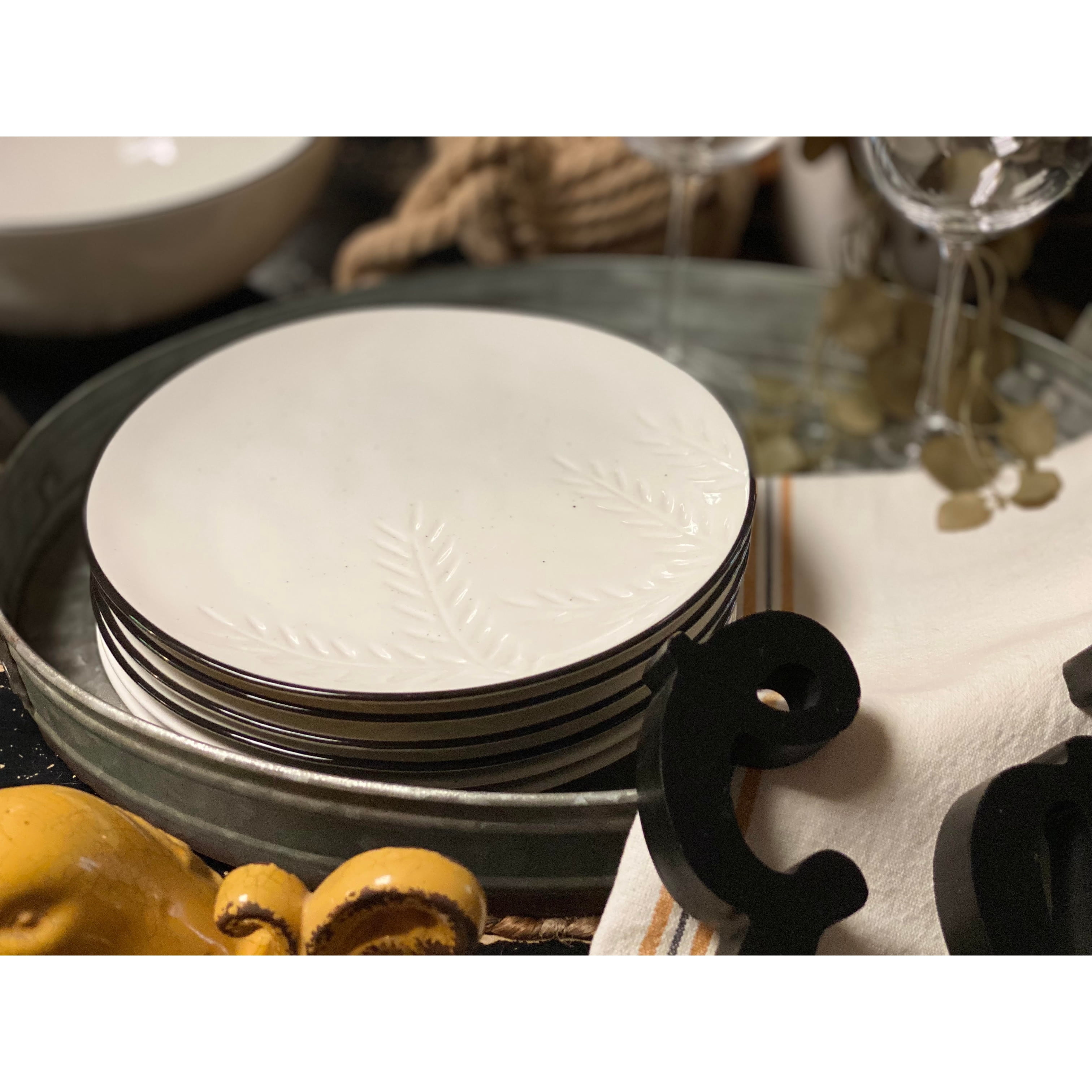 White Porcelain Chip-Resistant Salad Plates Set of 6