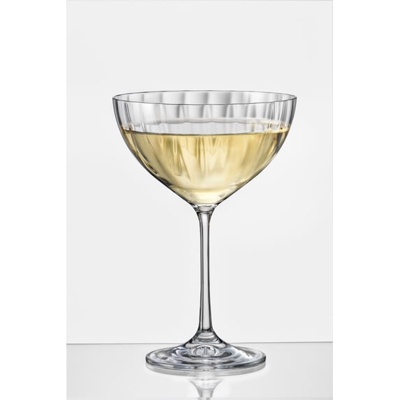 Red Vanilla Waterfall Optic Coupe Cocktail Champagne Glass 340ml Set/6