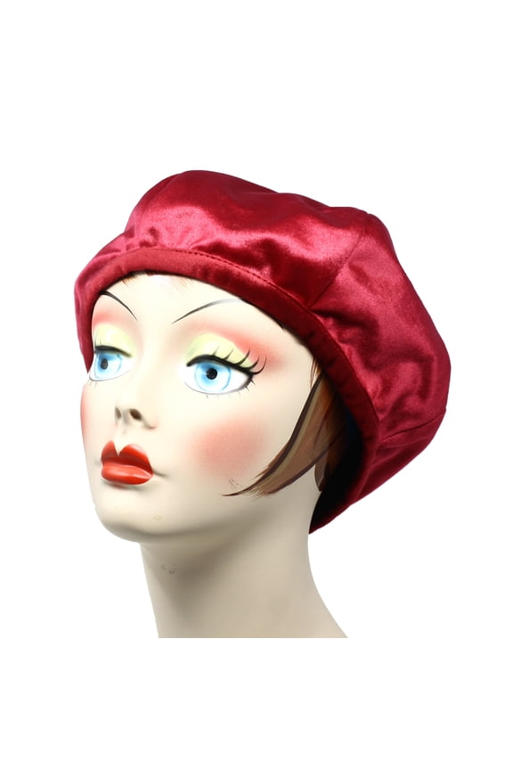 Red Velvet Beret - Satiny Smooth - Classic Retro Style