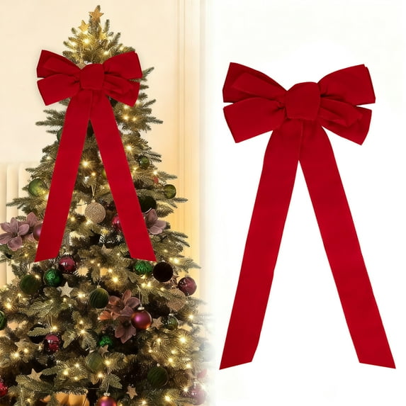 Red Velvet Bow Valentine's Day Hanging Decorations Large Ribbon Bow for Indoor Party Decor, Garland Accent, Home Wall Display and Holiday Tree Ornament