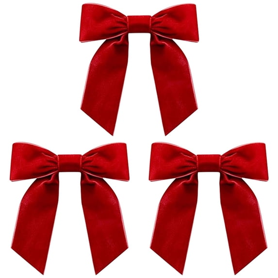 Red Velvet Bows for Christmas Tree Decorations,Large Gifts Christmas Bows for Wreath Velvet Ribbon Garland,Velvet Bows for Halloween Christmas Tree Decorations,4.92 × 4.33 in,3 PCS