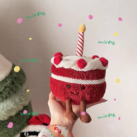 Red Velvet Cake Plush Toy Birthday Gift Strawberry Dessert Doll