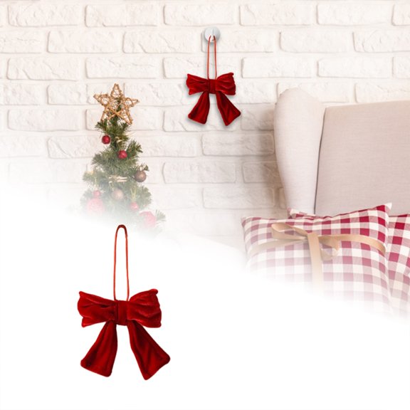 Red Velvet Christmas Bow Ornament for Home Wall Door Window Party Festival Celebration Event, Elegant Giant Bow Tree Topper Decorations for Winter Fall Birthday Wedding Outdoor Front Door Mantle