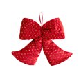 thumbnail image 1 of Red Velvet Christmas Bow Ornament – Large Flocking Decorative Tree Topper with Hanging Loop – Holiday Gift Wrap, Wreath, Banister & Party Décor, M, 1 of 5
