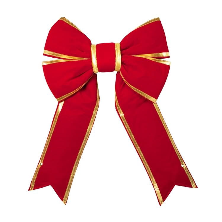 Christmas Designers 18in Red Velvet Christmas Bow with Gold Trim UV Protected Indoor Outdoor