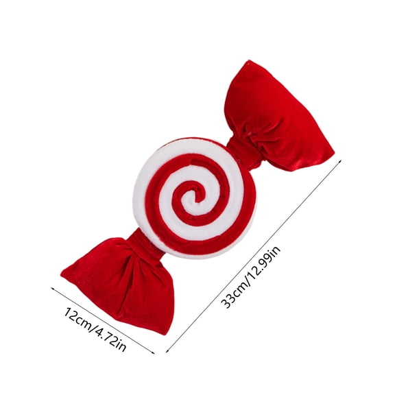 Red Velvet Christmas Candy Ornaments, Plush Hanging Decor for Tree and Holiday Scene, Festive Decorations for Mall Home Party(Red-L)