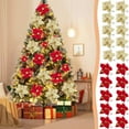 thumbnail image 1 of Red Velvet Christmas Flowers, Gold Powder Decor, Imitation Floral Arrangement, 20cm for Tree and Home Decor, 10-pack,Vsgery, 1 of 9
