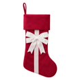 thumbnail image 1 of Red Velvet Christmas Stocking with Bow, 18 Inch Large Hanging Sock for Fireplace and Tree Decor, 1PC (Red), 1 of 5
