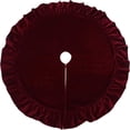 thumbnail image 1 of Red Velvet Christmas Tree Skirt, 48-Inch Ruffled Holiday Tree Skirt for 6ft 7.5ft Trees, Vintage Christmas Decor Base Cover, Soft Festive Home Décor & Gift Idea, 1 of 6