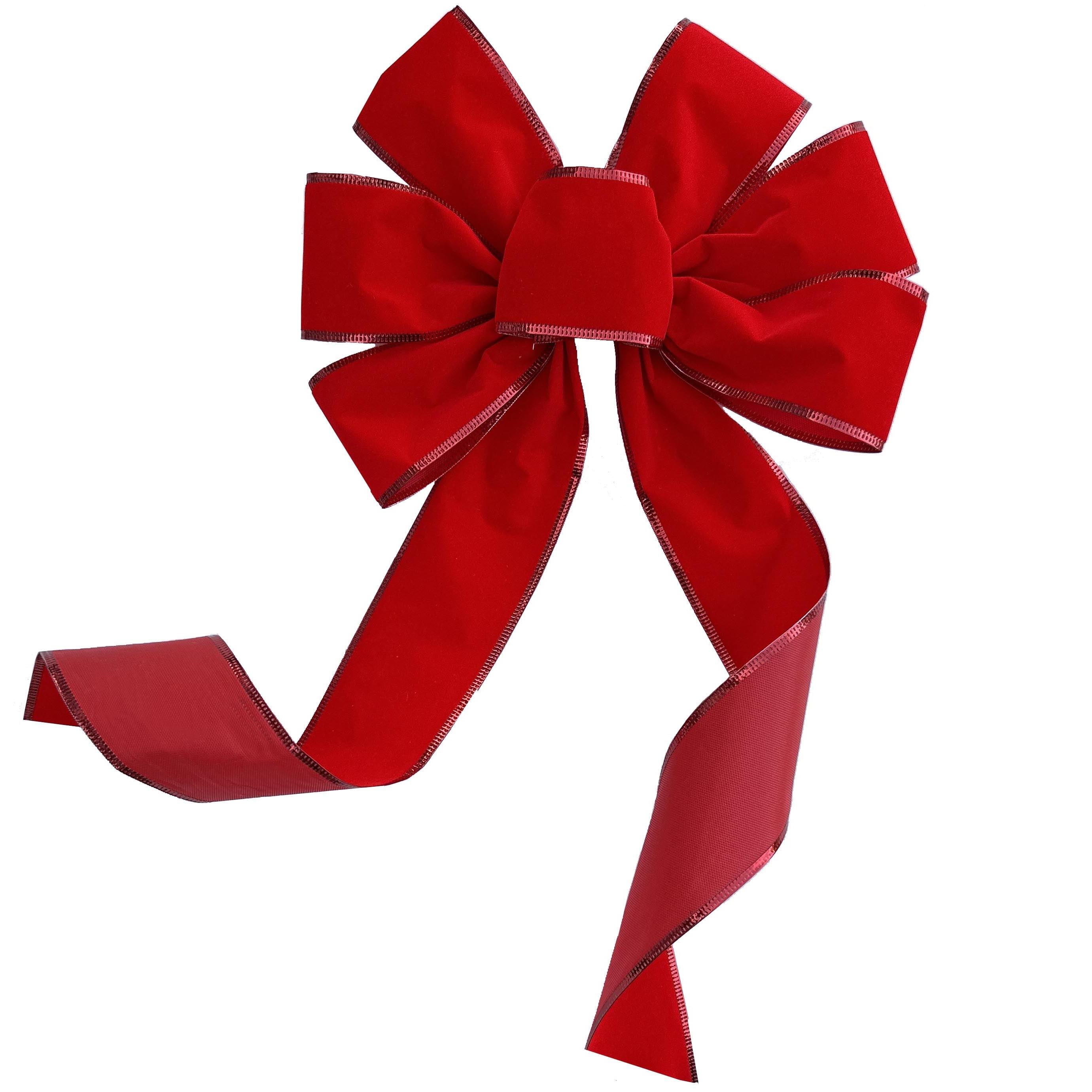 GIFTWRAP ETC. Red Velvet Christmas Wreath Bow - 10" Wide, 18" Long Tails, Wedding, Valentine's Day