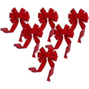 Red Velvet Wreath Bows - 10" Wide, Set of 6, 4th of July, USA 250th Anniversary, Mother's Day, Front Door, Retail Display, Gift Basket, Garland Decoration, Birthday, School Graduation, Veterans Day
