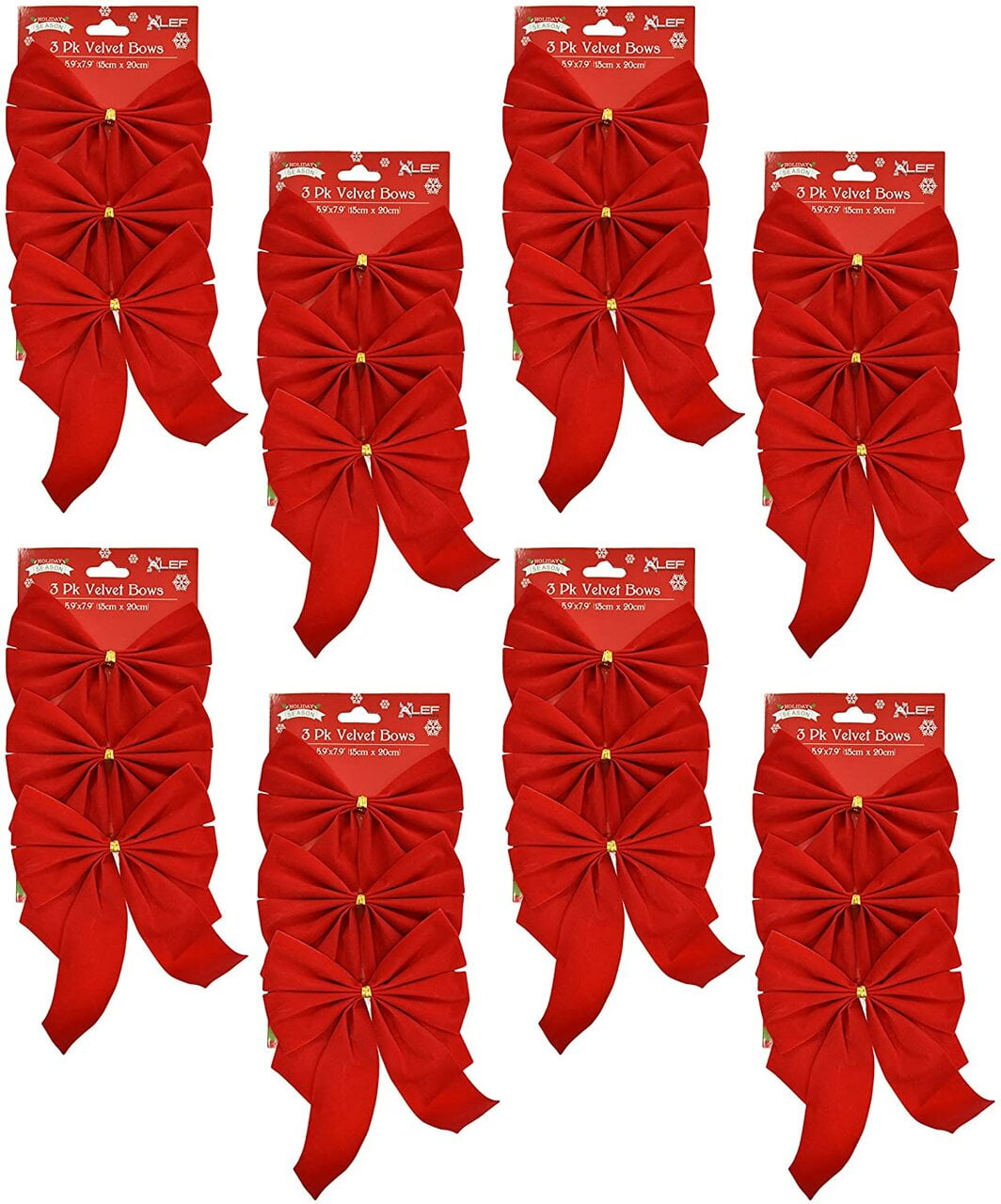 Red Velvet Festive Holiday Christmas Bows - Measures 7.9" X 5.9 ...