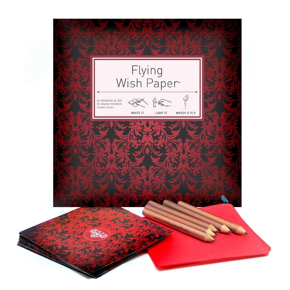 Red Velvet - Flying Wish Paper - Write It, Light It, & Watch It Fly, Large Kit, 7" x 7"