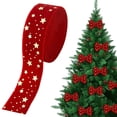 thumbnail image 1 of Red Velvet Holiday Ribbon, Gold Foil Star Dot Pattern Wired Christmas Ribbon, Decorative Fabric Ribbon for Gift Package, Hair Bows, Xmas Tree Wreath Craft Supplies, 1 of 4