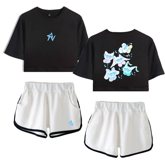 Red Velvet Merch Cosmic Crop Top T-shirt With Shorts T Shirt Women Girls Short Sleeve Tees Merch