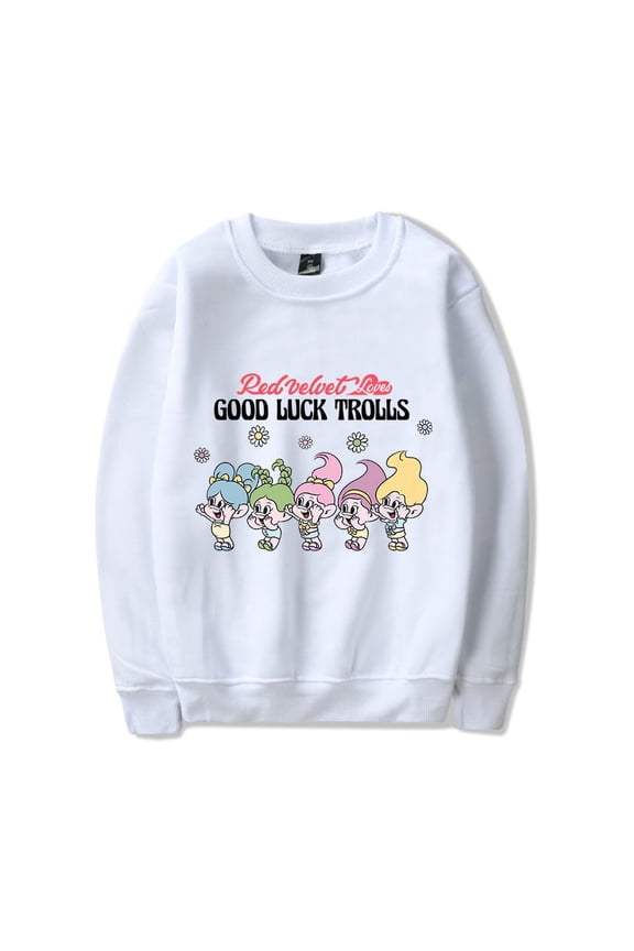 Red Velvet Merch Good Luck Trolls Flowers Crewneck Kpop Long Sleeve Fashion Unisex Men Women Hoodie Sweatshirt Tracksuit Pullover Coat