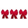 thumbnail image 1 of Red Velvet Outdoor Christmas Bows by Old Glory Bunting. 3-Pack! 6 Loop Plain Edge Xmas Holiday Bows Home Decor - 9" Bow with 11" Tail, 1 of 4