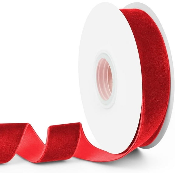 Red Velvet Ribbon, 1 inch 10 Yards Vintage Velvet Ribbons Perfect for Christmas Tree Ornaments, Gift Wrapping, Wedding Decoration, Bows, Sewing, Crafts, Wreath and More