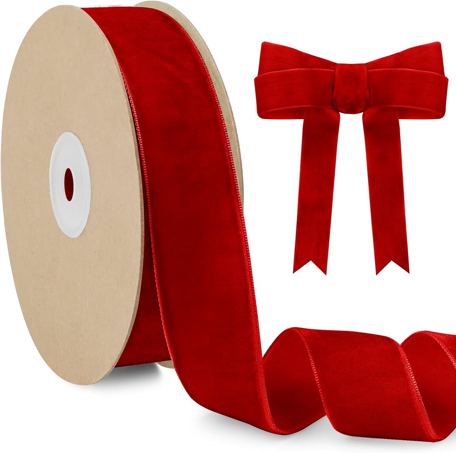 Red Velvet Ribbon 25mm x 10m, Vintage Thick Single-Sided Gift Wrapping ...