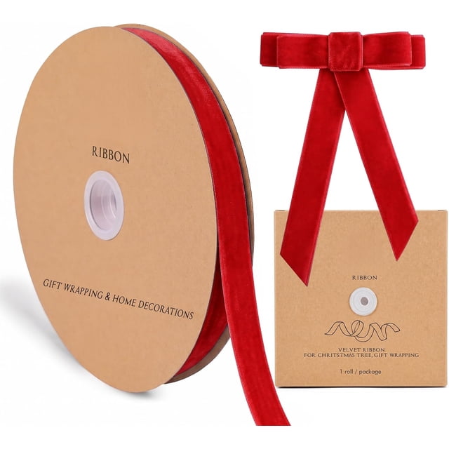 Xmas Rippon Red Velvet Ribbon 5/8