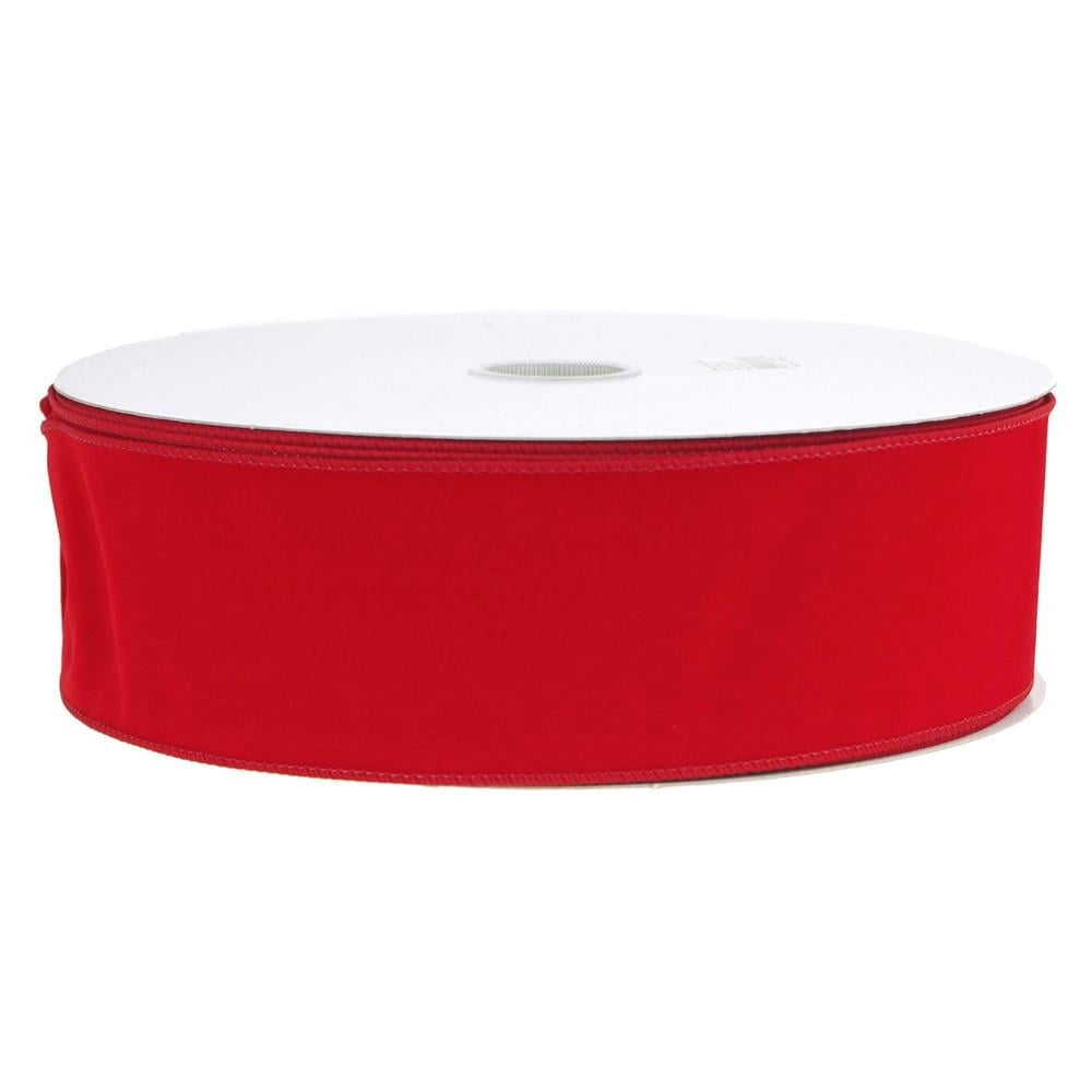 Red Velvet Ribbon Wired Edge, 2-1/2-Inch, 50 Yards