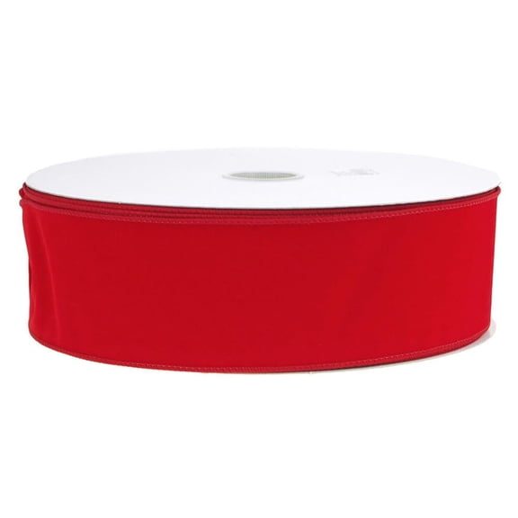 Red Velvet Ribbon Wired Edge, 2-1/2-Inch, 50 Yards