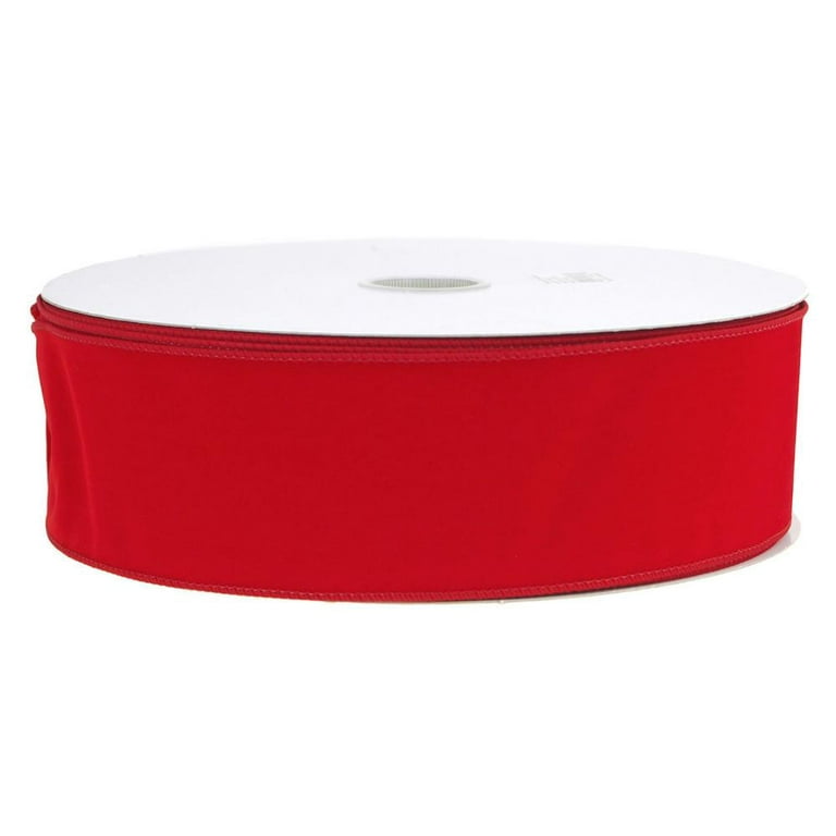 1.5 2.5 or 4 Bright Red or Scarlet / Brick Red Velvet Ribbon Wired Edges 10  Yard Roll or 50 Yard Roll 