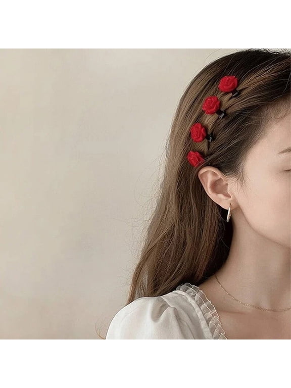Red Velvet Rose Small Hair Clips Women Girls Sweet Cute Flower Hairpins Girls Elegant Hair Clip Barrettes Wedding Accessories