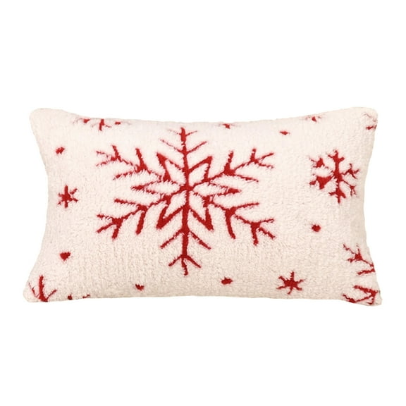 Red Velvet Snowflake Pillow For Christmas Decor In Living Room And Bedroom With Fabric Design And Polyester Construction