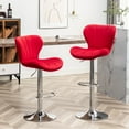 thumbnail image 1 of Red Velvet Upholstered Swivel and Height-Adjustable Barstools / Suitable for Outdoor Bars in Summer, 1 of 6