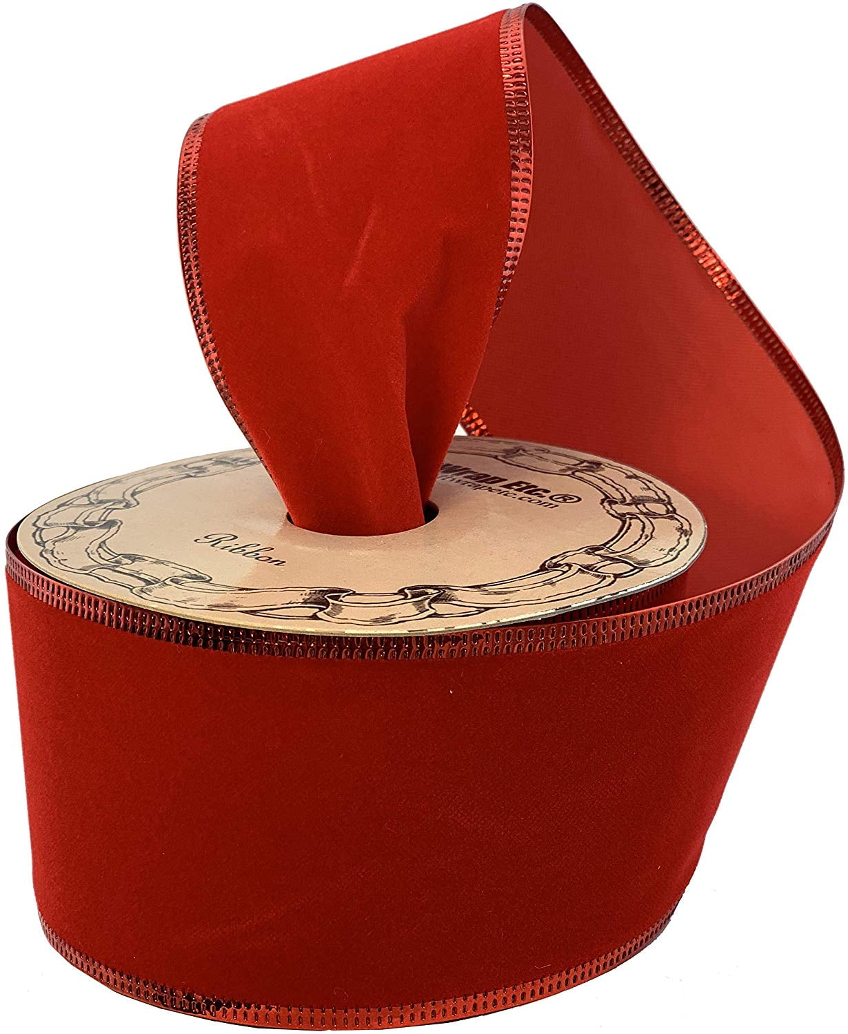 GIFTWRAP ETC. Red Velvet Wired Edge Ribbon - 2 1/2" x 10 Yards, Memorial Day, Holiday Decor, Garland, Gifts, Wreath, Gift Bow, Christmas, Valentine's Day