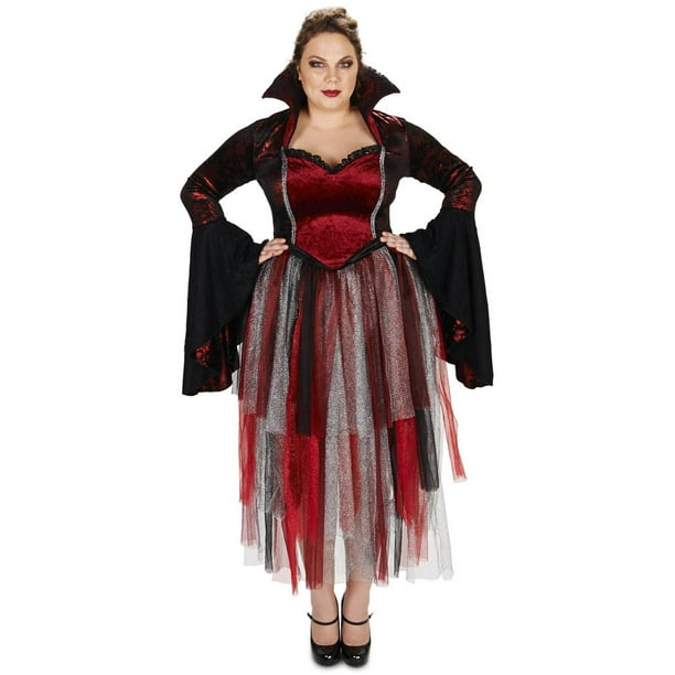 Red Velveteen Queen of Hearts Women's Plus Size Adult Halloween Costume ...