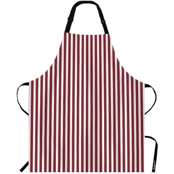 Red Vertical Stripe Pattern Kitchen Apron Simple Endless Retro White Red Lines Cooking Bib Apron for Chef Restaurant Home Cleaning Serving Painting 27" X 31"