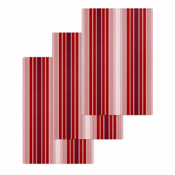 Red Vertical Striped Kitchen Dish Towels for Drying Dishes Set of 3, Farmhouse Minimalist Abstract Lines Waffle Weave Microfiber Hand Tea Bathroom Towels Quick Dry & Absorbent Towel 15.7x23.6