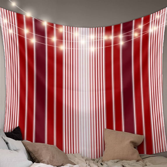 Red Vertical Striped Large Tapestry for Bedroom Wall Hanging Tapestry,Farmhouse Minimalist Abstract Lines Ceiling Backdrop Tapestries Poster Blanket Wall Decor for Teens Room Living Room 100" x 59"