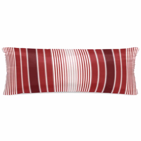 Red Vertical Striped Pillow Cases Body Size, Smooth Satin Pillowcase for Hair and Skin, Farmhouse Minimalist Abstract Lines Decorative Cooling Bed Pillow Covers with Zipper, 20x54 Inches