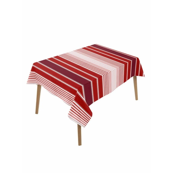Red Vertical Striped Table Cloth, Farmhouse Minimalist Abstract Lines Waterproof Tablecloth for Rectangle Tables, Reusable Washable Fabric Table Cover for Restaurant Kitchen Dining Tables 60"x84"