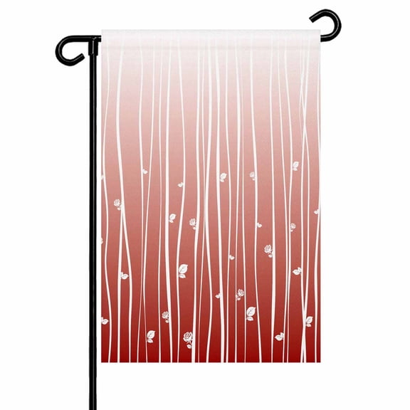 Red Vertical Wave Lines Garden Flag 12x18 Inch Flower Gradient Minimalist Texture Double Sided Small Decorative Garden Flags for Outside, Outdoor Yard Porch Lawn Decoration