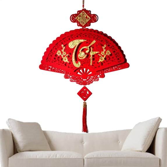 Red Vietnamese New Year Decorations 2026 Fan Shaped Ornament Spring Festival Home Decor For Wall Door Living Room Party