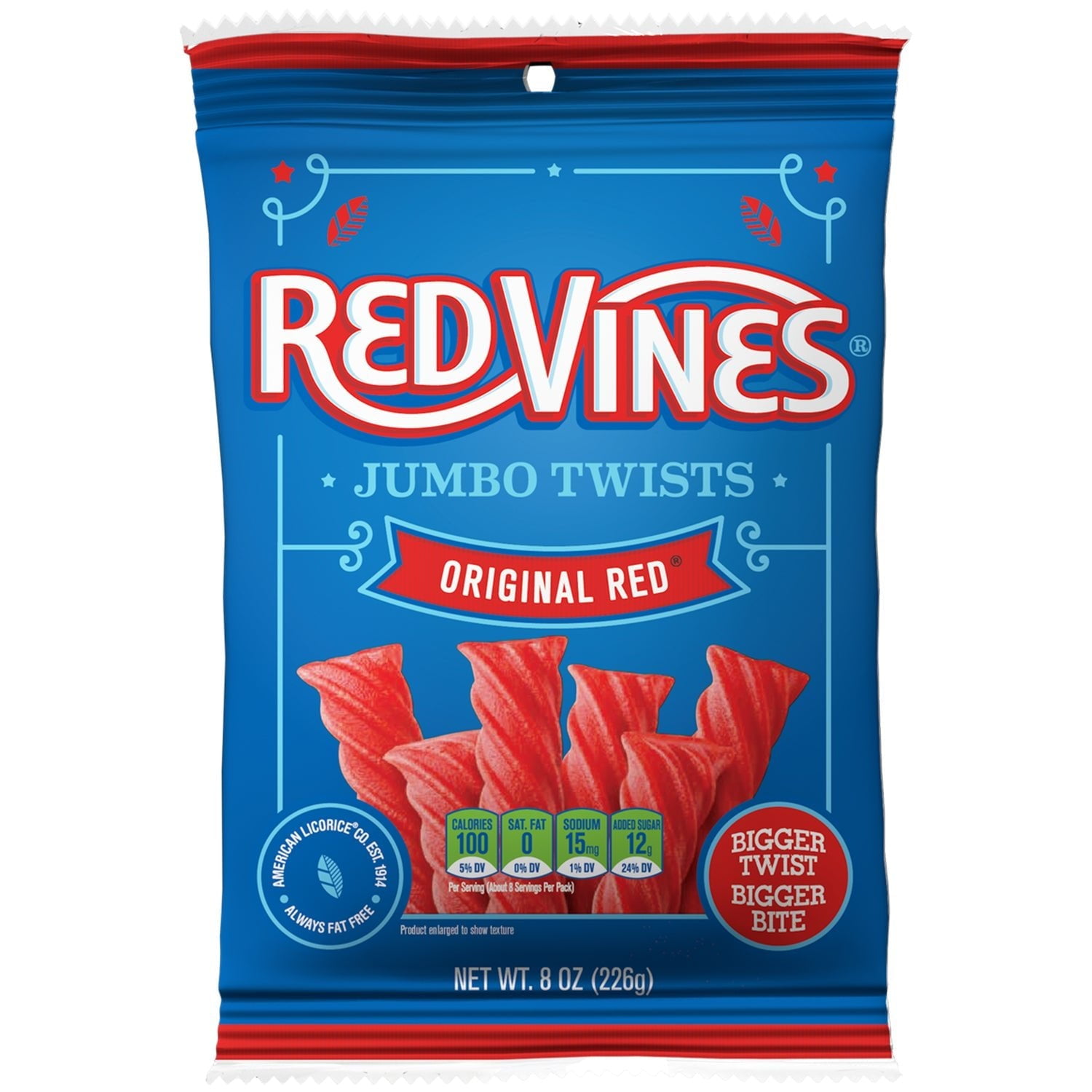 Red Vines Blue Raspberry Red Vines Soft Liquorice Jumbo Twists, Original Red Candy, 8oz Bag ...