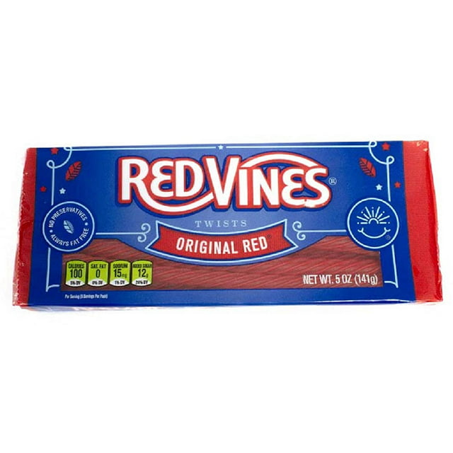 Red Vines Licorice, Original Red Flavor, 5oz Tray, Soft & Chewy Candy ...