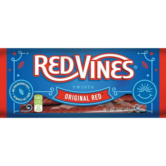 Red Vines Licorice, Original Red Flavor, 5oz Tray, Soft & Chewy Candy Twists